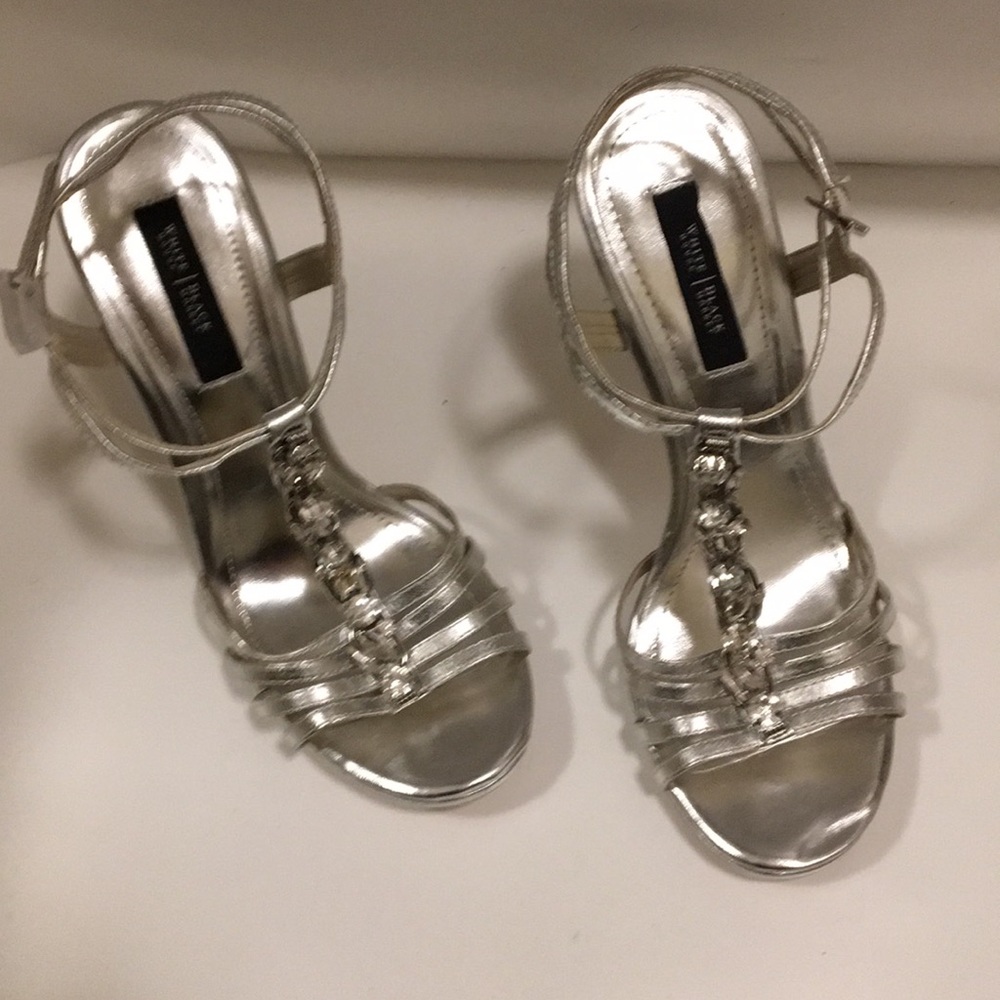 WHBM NWOT Silver Sandal with Heel